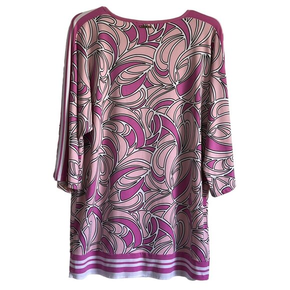 Michael Kors Womens Large Abstract Retro Pink Black Tunic/Mini Dress Boho Retro - Picture 5 of 6